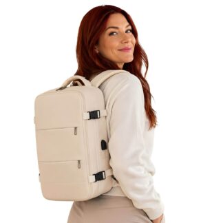 Beige Travel Smart -matkareppu, tilava lentoreppu ja tietokonereppu